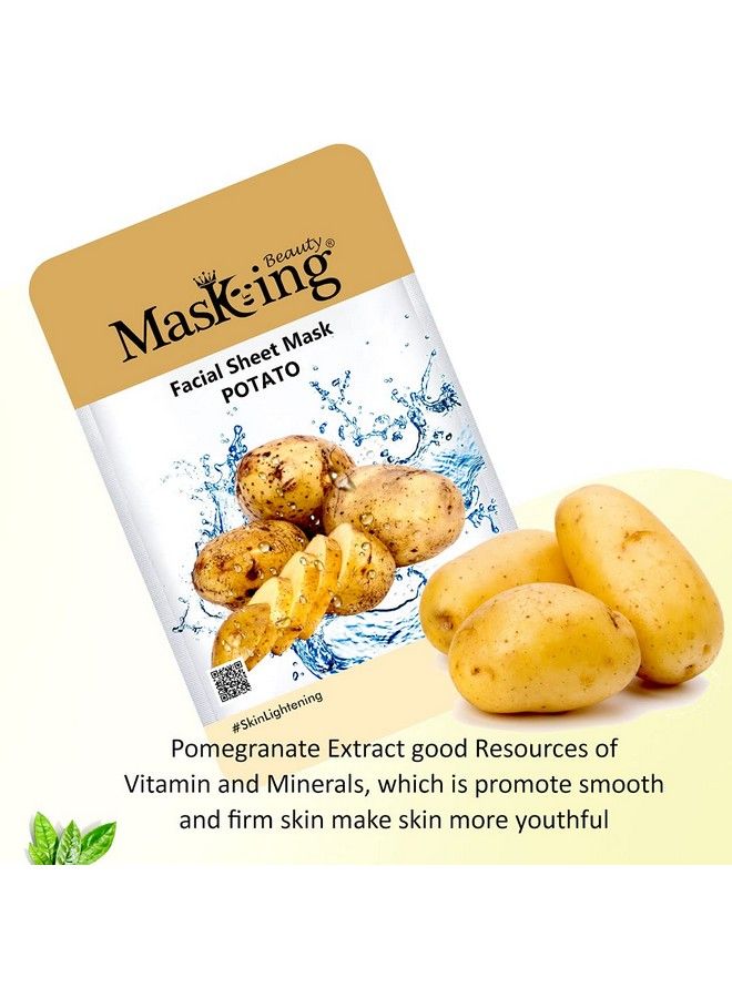 MASKING Beauty Facial Sheet Mask Of Potato (20G) & Bamboo Facial Sheet Mask Of Orange Lemon & Grapefruit (20G) Ideal For Women & Men (Combo Pack Of 2)  - Image 3
