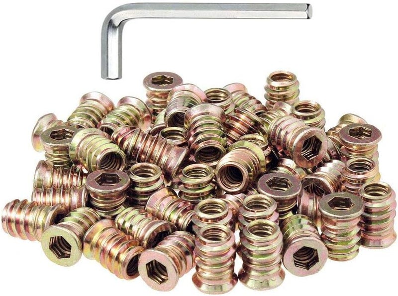 Sprite Science 50 Pieces 1/4-20 Threaded Inserts for Wood Nutsert Furniture Screw-in Nut 15mm Length Hex Drive - Image 1