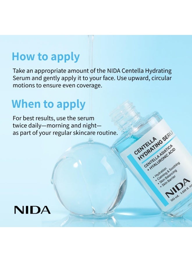 NIDA Centella Hydrating Serum | Centella Asiatica, Hyaluronic Acid | Hydration, Calming & Soothing, Skin Balancing, Skin Barrier | 1.69 fl. oz., 50ml (Updated) - Image 5