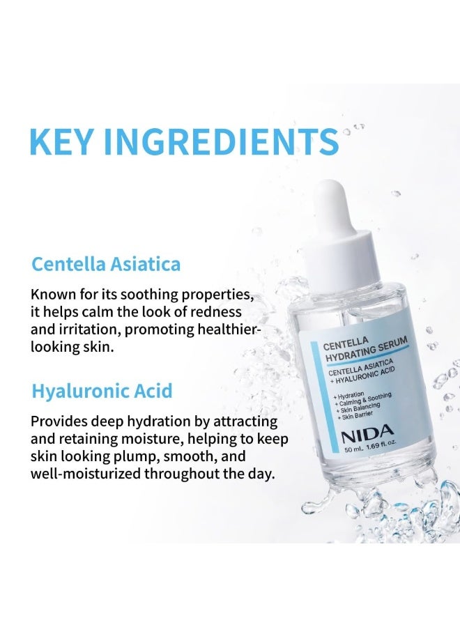 NIDA Centella Hydrating Serum | Centella Asiatica, Hyaluronic Acid | Hydration, Calming & Soothing, Skin Balancing, Skin Barrier | 1.69 fl. oz., 50ml (Updated) - Image 4