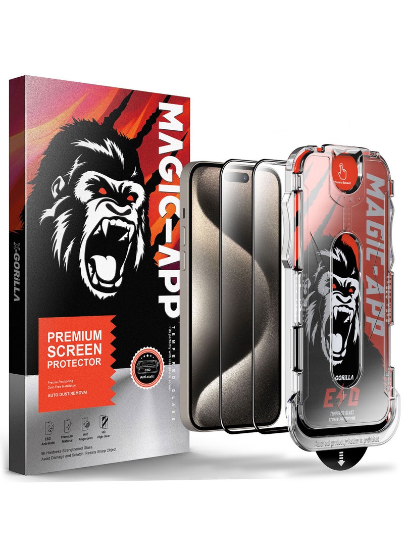 AJYAL [2-Packs] iPhone 14 PRO [Premium Tempered Glass] Auto Alignment Screen Protector - Full Cover Edge to Edge - iPhone 14 PRO - Image 2