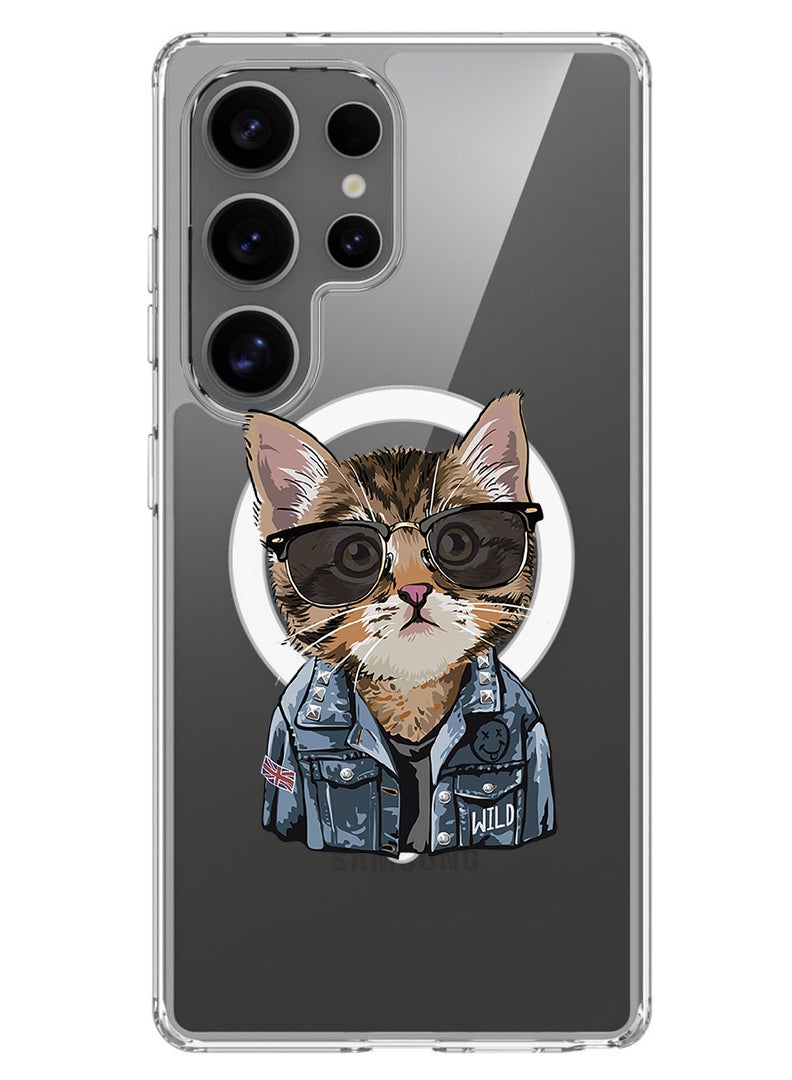 Theodor Magnetic Case for Samsung Galaxy S25 Ultra 6.9-inch Compatible with MagSafe Wireless Charging, Shockproof Phone Bumper Cover swag cat - Image 1