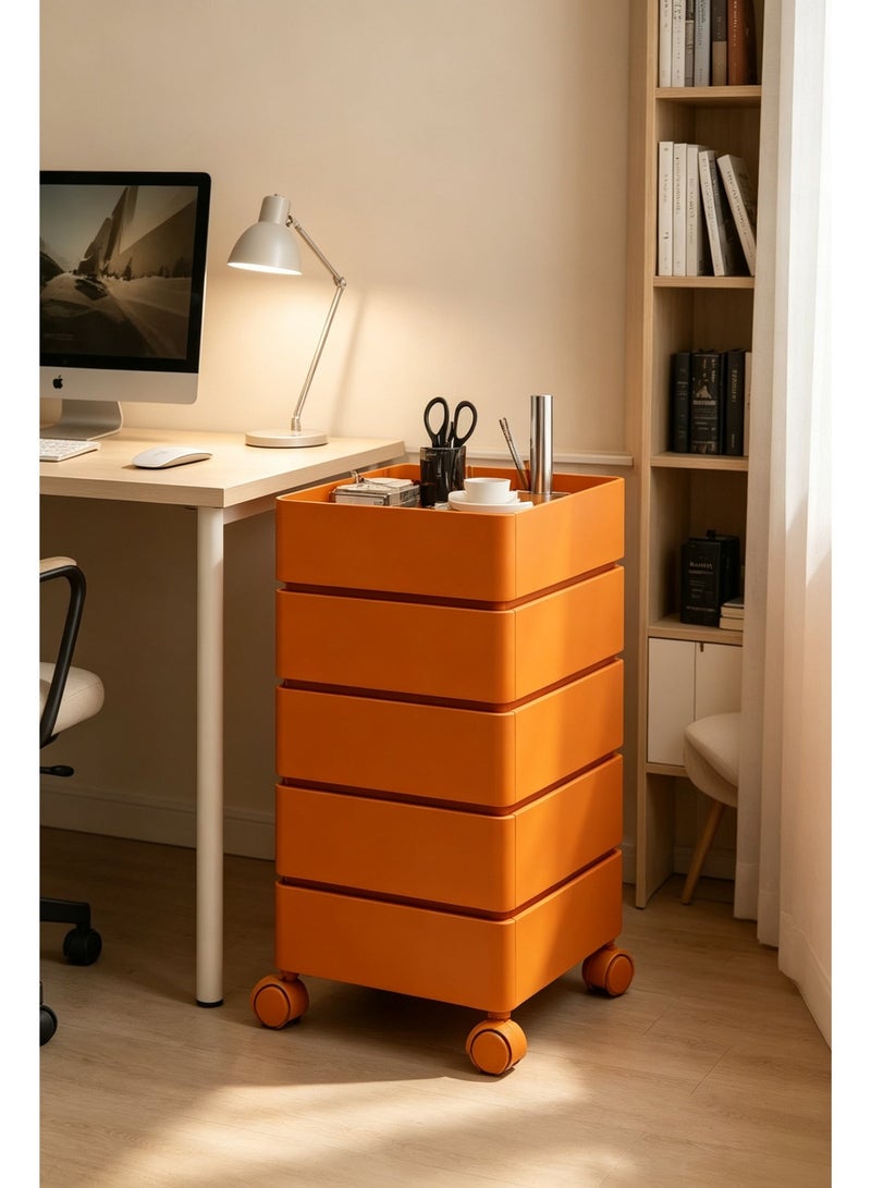 Shangxing Storage Cabinet, 360° Rotating Sofa Side Cabinet, 5-Tier Storage Cabinet Bedside Table, Rotating Storage Rack Portable Mini Storage Small Coffee Table for Bedroom Kitchen Office - Image 1