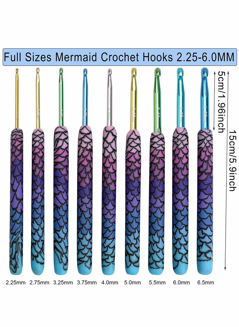 KASTWAVE Crochet Hooks Kit, 9 Pcs Handle Knitting Crochet Magic Mermaid Crochet Hook 2.0-6.0mm Crochet Kit for Beginners, Exquisite Knitting Crochet Supplies - Image 4