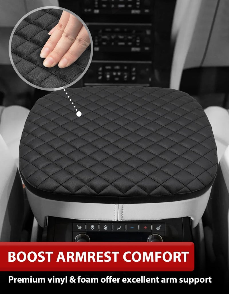 KBH Center Console Armrest Cover for Cadillac Escalade 2007 2008 2009 2010 2011 2012 2013 2014, Interior Accessories, Middle Console Lid Protector, Vinyl Leather, Anti-Scratch, Black - Image 3