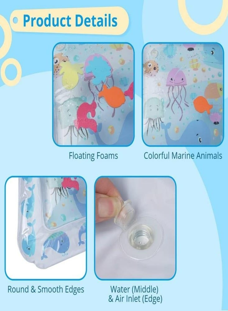 إسكدنيا حصيرة مائية لوقت الاستلقاء على البطن قابلة للنفخ - ألعاب حسية للعب الرضع والأطفال الصغار لأنشطة التنمية المبكرة - Image 4