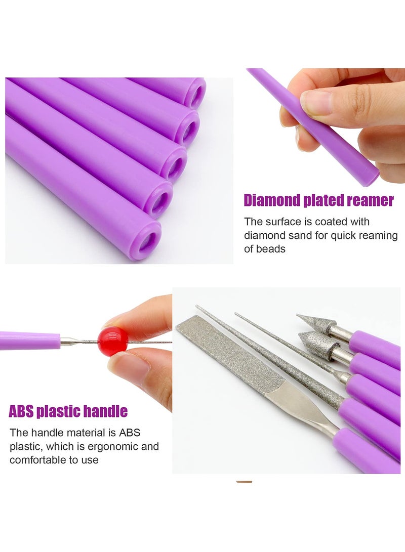 SYOSI Diamond Tipped Bead Reamer Set for Jewelry Making, 5 Piece Spinner Hole Enlarger Tool for Glass, Plastic, Metal, Wood Beads, Removes Burrs, Enlarges Holes, Smooths Edges, Needle File Reamer - Image 4
