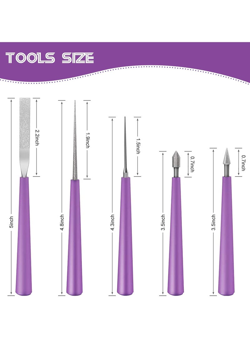 SYOSI Diamond Tipped Bead Reamer Set for Jewelry Making, 5 Piece Spinner Hole Enlarger Tool for Glass, Plastic, Metal, Wood Beads, Removes Burrs, Enlarges Holes, Smooths Edges, Needle File Reamer - Image 2