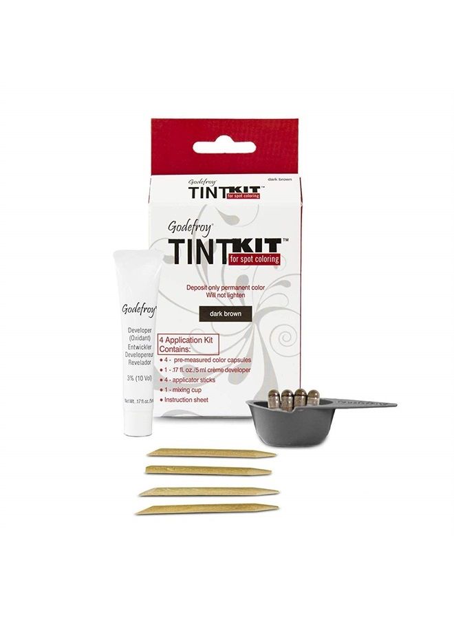 Godefroy Hair Color Kit for Spot Coloring, Covers Up Gray Hairs, Dark Brown, 4-Application Kit, Pack of 1 - Image 1