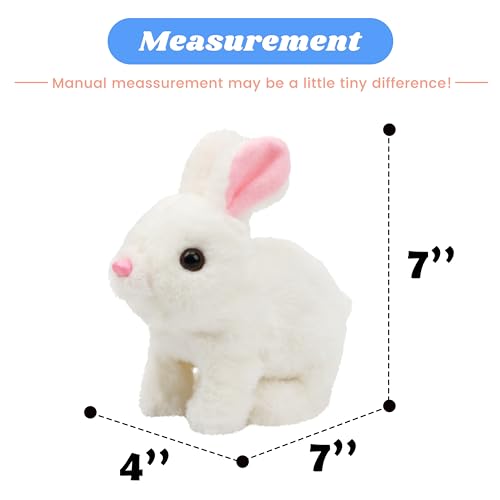 Hopearl Hopping Rabbit with LED Ears Interactive Electronic Pet Plush Bunny Toy with Sounds and Movements Animated Walking Wiggle Light up Ears Twitch Nose Gift for Toddlers Birthday White 7 - Image 5