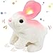 Hopearl Hopping Rabbit with LED Ears Interactive Electronic Pet Plush Bunny Toy with Sounds and Movements Animated Walking Wiggle Light up Ears Twitch Nose Gift for Toddlers Birthday White 7 - Image 2