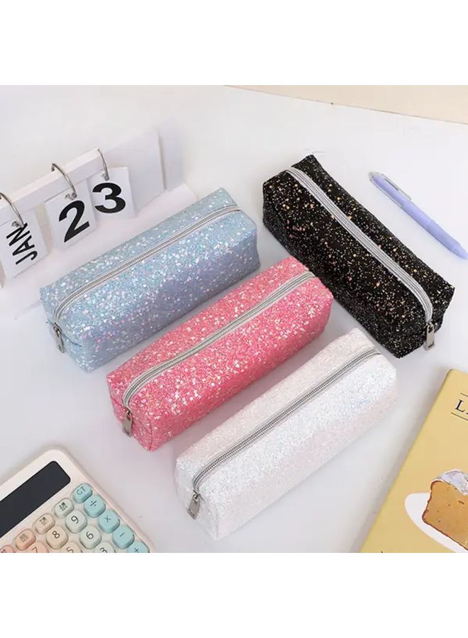 Glitter Pink Pencil Case For School Stationery Storage Creative Sequin Design - Image 1