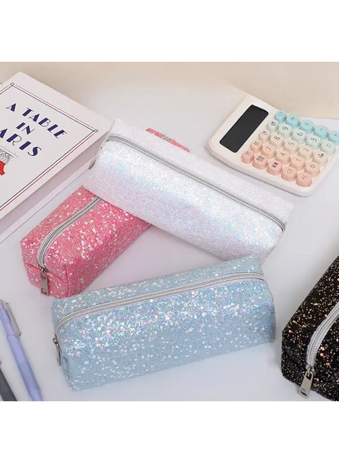 Glitter Pink Pencil Case For School Stationery Storage Creative Sequin Design - Image 2