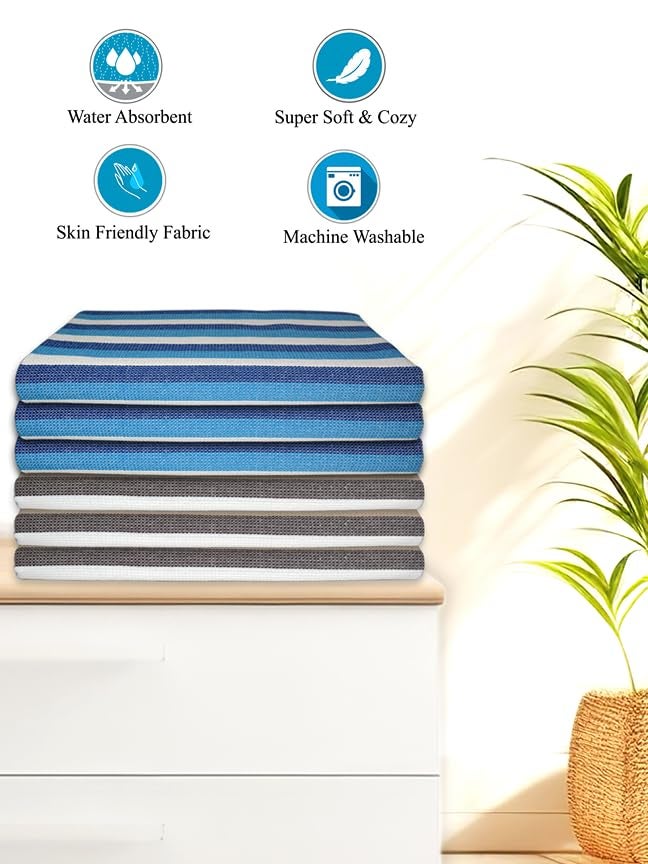 Athom Living Iris Cotton Bath Towel Soft Absorbent Lightweight 75 x 150 cm Ideal for Home Gym and Travel Pack of 6 - Image 3