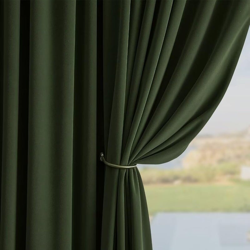 Joydeco Green Velvet Curtains 84 inch Length 2 Panels  Luxury Blackout Rod Pocket Thermal Insulated Window Curtains  Super Soft Room Darkening Drapes for Living Room Bedroom W52 x L84 inches - Image 3