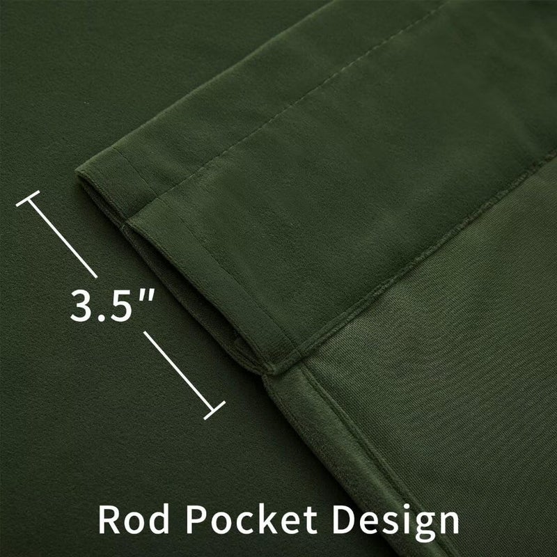 Joydeco Green Velvet Curtains 84 inch Length 2 Panels  Luxury Blackout Rod Pocket Thermal Insulated Window Curtains  Super Soft Room Darkening Drapes for Living Room Bedroom W52 x L84 inches - Image 5