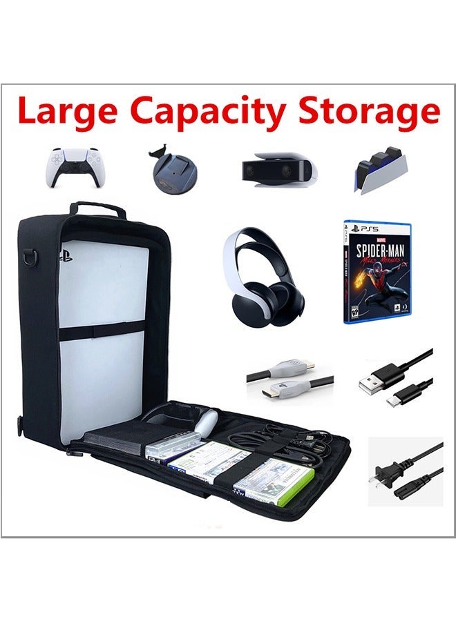 FlashHawk PS5 Backpack Carry Case, Large Storage Case for PS5/PS4/Xbox Console Games and Accessories,Travel Bag, Black - Image 2