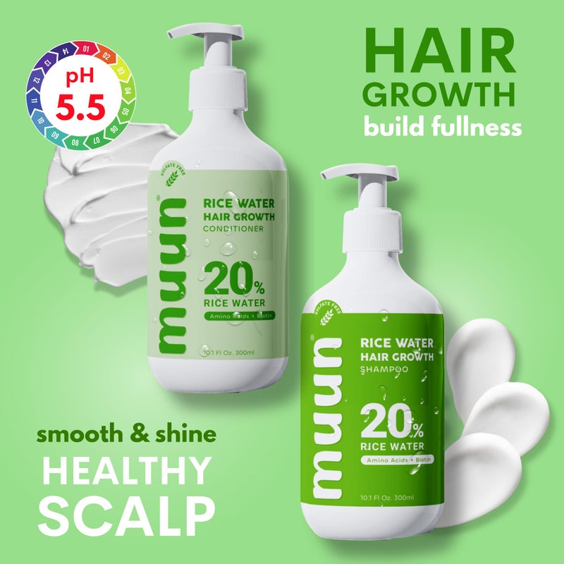 Muun Rice Water Shampoo and Conditioner Set for Hair Growth, Regrowth, Thinning Hair and Anti Hair Loss, Fall with Natural Ingredients including Biotin, Keratin and Caffeine, Men and Women. - Image 5