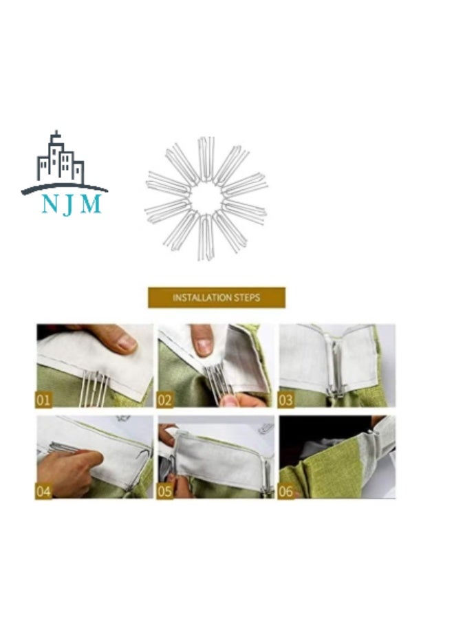 NJM Curtain Pleater Tape Pleat Hook, 4 Prongs Pinch Pleat Drapes Clip Traverse Pleater 4 End Hooks Pack Of 20 - Image 2