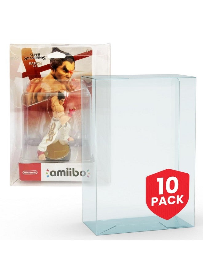 EVORETRO Action Figure Display Case Protector For Small Amiibo Like Kazuya In Super Smash Bros - 10-Pack 0.40Mm Thick, Clear, Stackable, Custom Fit Design, Easy Setup & Storage For Collectors - Image 1