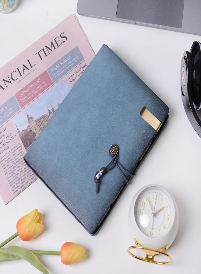 Wonderpool Leather Diary Notebook Ring Binder - Refillable Folder Writing Paper Spiral Business Notepads Vintage Cover for Office Plan Travel Organiser (A-Cyan, A5) - Image 3