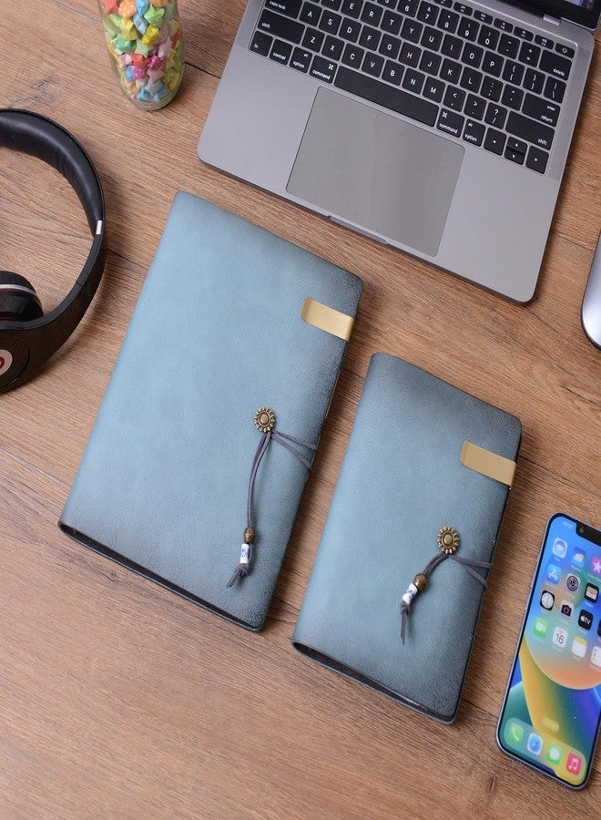 Wonderpool Leather Diary Notebook Ring Binder - Refillable Folder Writing Paper Spiral Business Notepads Vintage Cover for Office Plan Travel Organiser (A-Cyan, A5) - Image 4