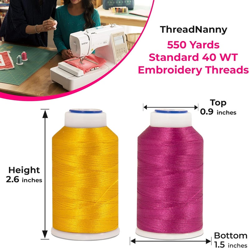 ThreadNanny 80 بكرة خيوط تطريز ماكينة الخياطة من البوليستر 120D2 40 وزن كل بكرة 500M(550) متوافقة مع جانومي، براذر، بيبي لوك، سنجر، بف، هوسكفارنا، برنينا - Image 3