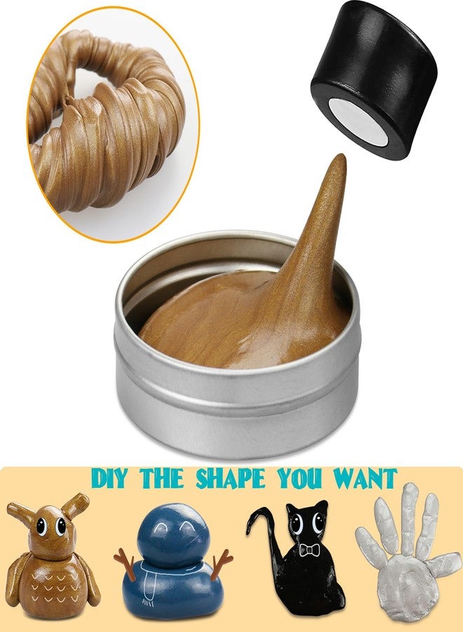 Arfun Magnetic Slime Putty, Soft Magic Slime Hand Therapy Putty Fidget Game Stress Relief Thinking Educational Toy with Upgraded Magnet (Gold) - Image 4