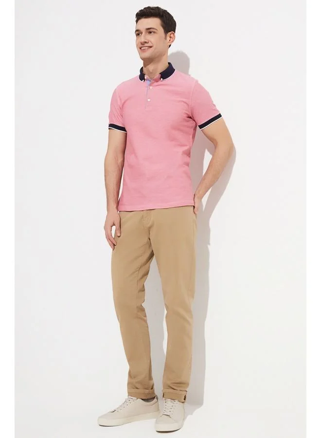 جون June Exclusive Men Slim Fit Polo Neck Short Sleeve T-shirt Vermilion