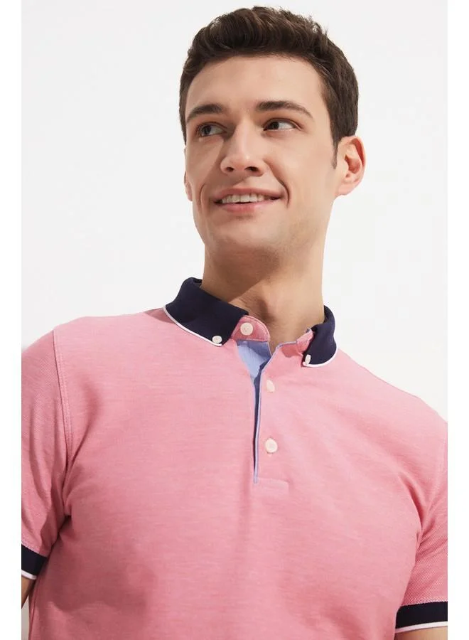جون June Exclusive Men Slim Fit Polo Neck Short Sleeve T-shirt Vermilion