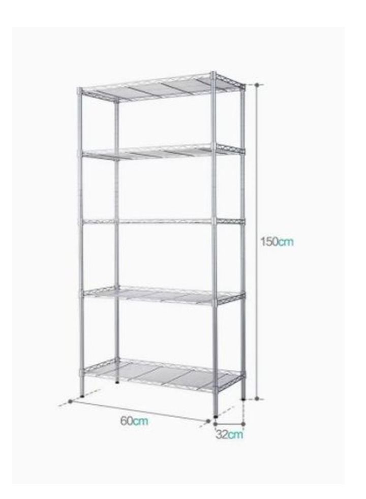 5-Tier Wire Shelving Storage Rack Silver - Image 1