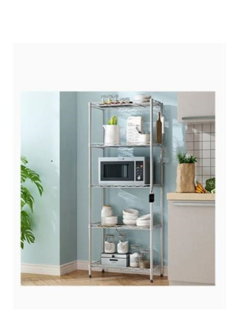 5-Tier Wire Shelving Storage Rack Silver - Image 2