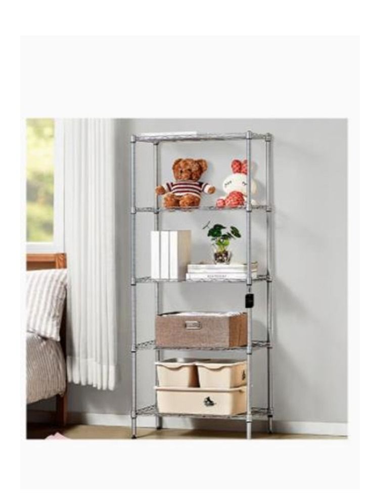5-Tier Wire Shelving Storage Rack Silver - Image 3