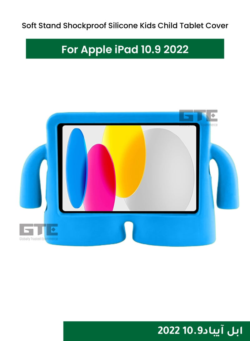 Soft Stand Shockproof Silicone Kids Child Tablet Cover for Apple iPad 10.9 2022-Sky Blue