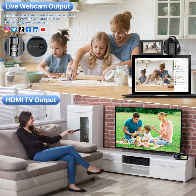 ALSONE Video Camera YouTube Vlogging Camera Recorder FHD 1080P 24.0MP 3.0 Inch 270 Degree Rotation Screen 16X Digital Zoom Camcorder with Microphone,Remote Control and 2 Batteries - Image 5