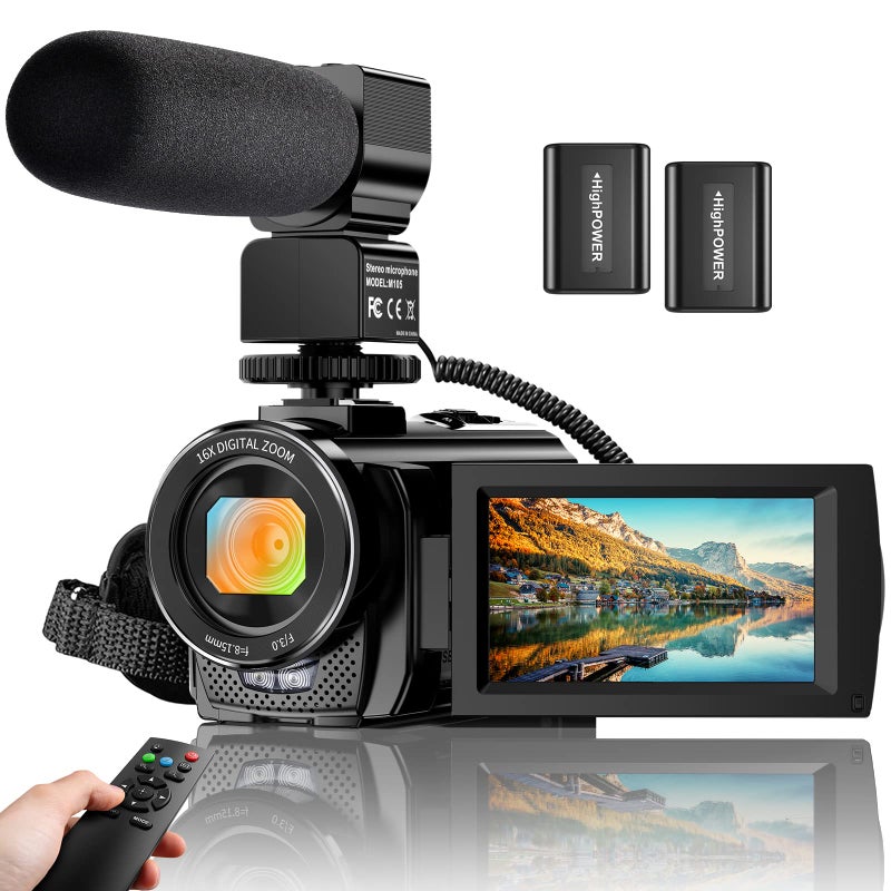ALSONE Video Camera YouTube Vlogging Camera Recorder FHD 1080P 24.0MP 3.0 Inch 270 Degree Rotation Screen 16X Digital Zoom Camcorder with Microphone,Remote Control and 2 Batteries - Image 1