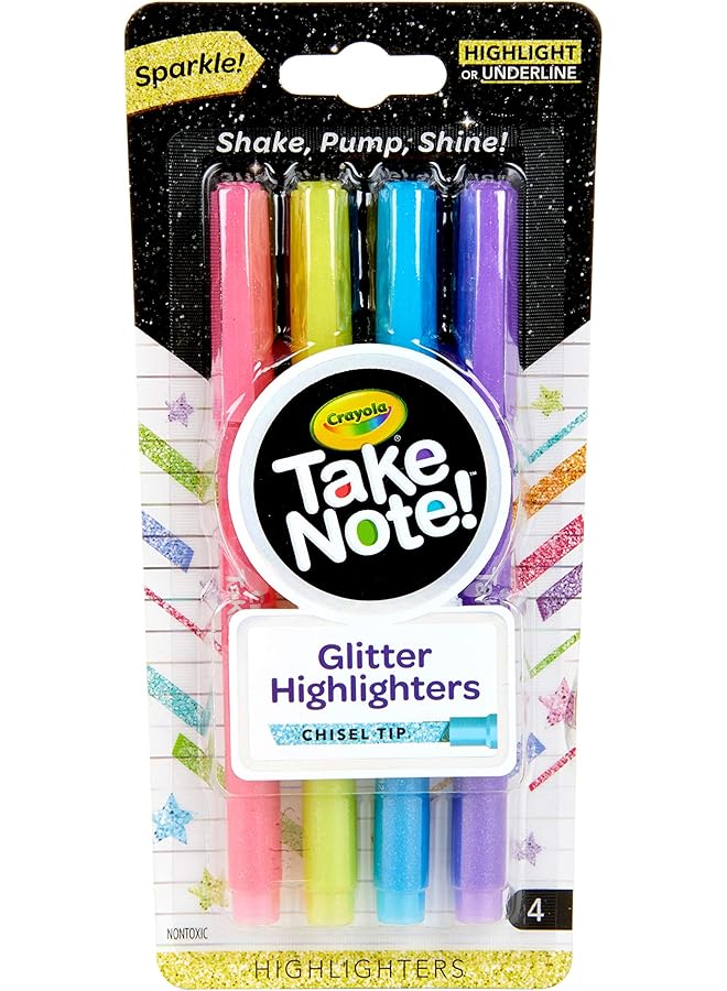 Crayola Take Note Glitter Highlighters 4 Count - Image 1