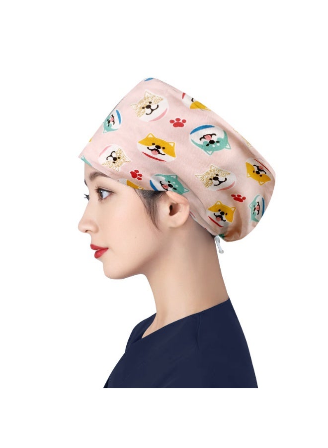 NIBEMINENT Women's Long Hair Nursing Cap Cotton Adjustable Medical Hospital Surgical Cap Unisex Anesthesiologist Nurse Working Scrub Caps