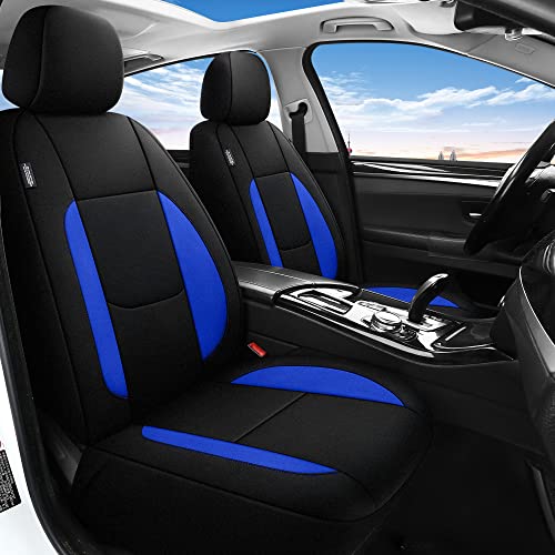 Pariitadin Waterproof Car Seat Covers 2 Front Seats, Neoprene Seat Covers for Cars, Universal Fit Interior Covers for Most Cars Sedan Van Truck SUV(Black/Blue) - Image 2
