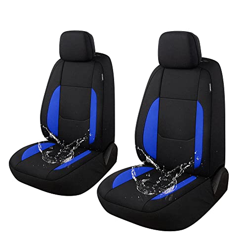 Pariitadin Waterproof Car Seat Covers 2 Front Seats, Neoprene Seat Covers for Cars, Universal Fit Interior Covers for Most Cars Sedan Van Truck SUV(Black/Blue) - Image 1