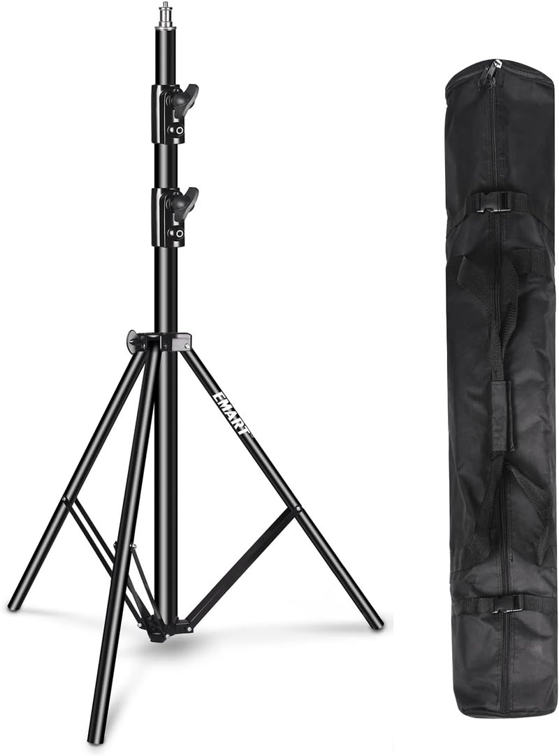 EMART Heavy Duty Light Stand 8.5ft, Spring Cushioned, Aluminum Alloy Construction, Photo Video Studio Tripod with Carrying Bag for Photography Lighting, Parabolic Softbox, Flash (1 Pack) - Image 1