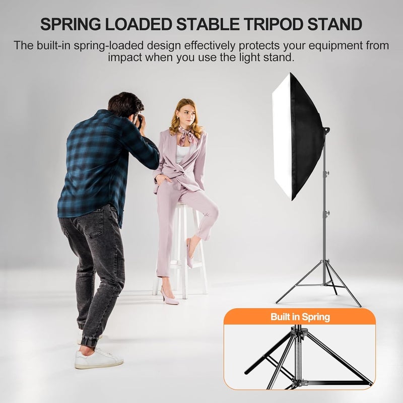 EMART Heavy Duty Light Stand 8.5ft, Spring Cushioned, Aluminum Alloy Construction, Photo Video Studio Tripod with Carrying Bag for Photography Lighting, Parabolic Softbox, Flash (1 Pack) - Image 3