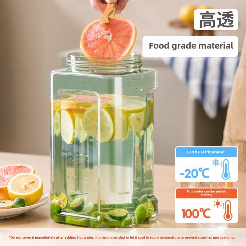 Cold Water Kettle Cold Brew Cup Refrigerator Cold Drink Juice Fruit Drink Cold Water Kettle Barrel High Temperature Resistant Large Capacity Cold Brew Kettle(Light green sticker [2.3L large capacity ready-to-drink sealed without leakage]]) - Image 5