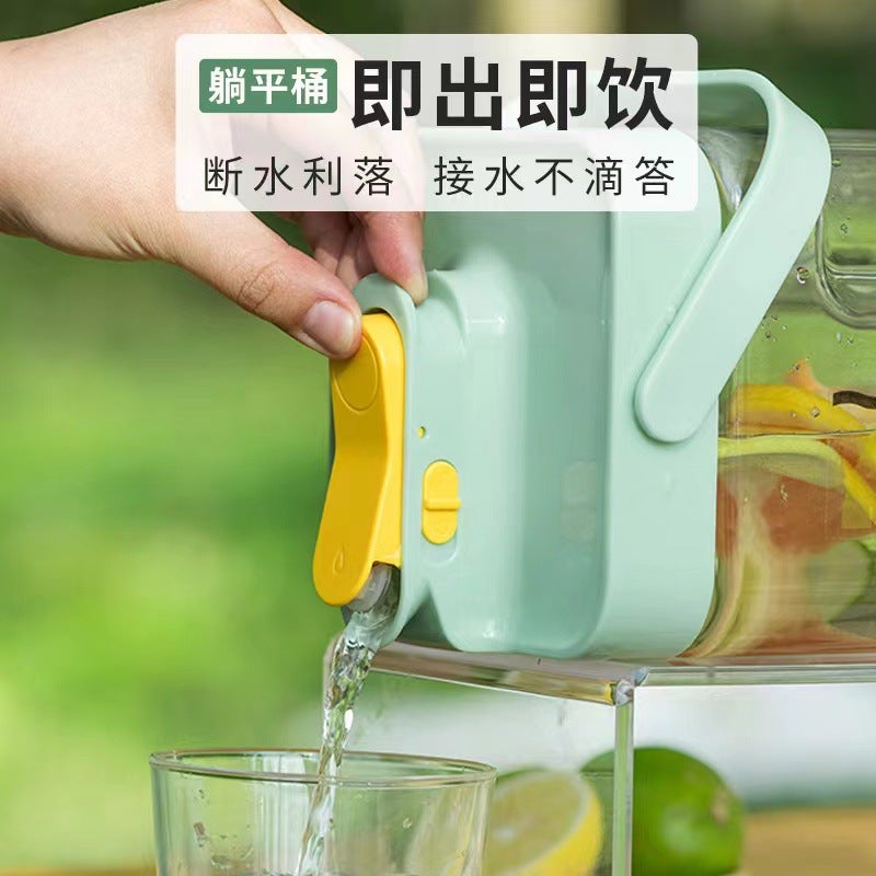 Cold Water Kettle Cold Brew Cup Refrigerator Cold Drink Juice Fruit Drink Cold Water Kettle Barrel High Temperature Resistant Large Capacity Cold Brew Kettle(Light green sticker [2.3L large capacity ready-to-drink sealed without leakage]]) - Image 3