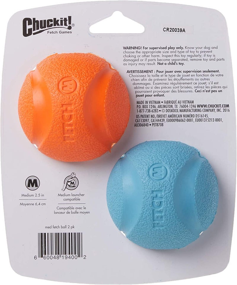 Chuckit! Fetch Ball Medium 2 Pack - 6 cm - Dog Toy - Image 2