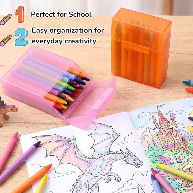 Clabby 16 Pcs Plastic Crayon Organizer Case for 24 Count Crayons Kids Art Supply Storage Box with Lid, Portable Holder for Classroom Home Travel, Fits Standard 24-Pack Crayon (Colorful) - Image 4