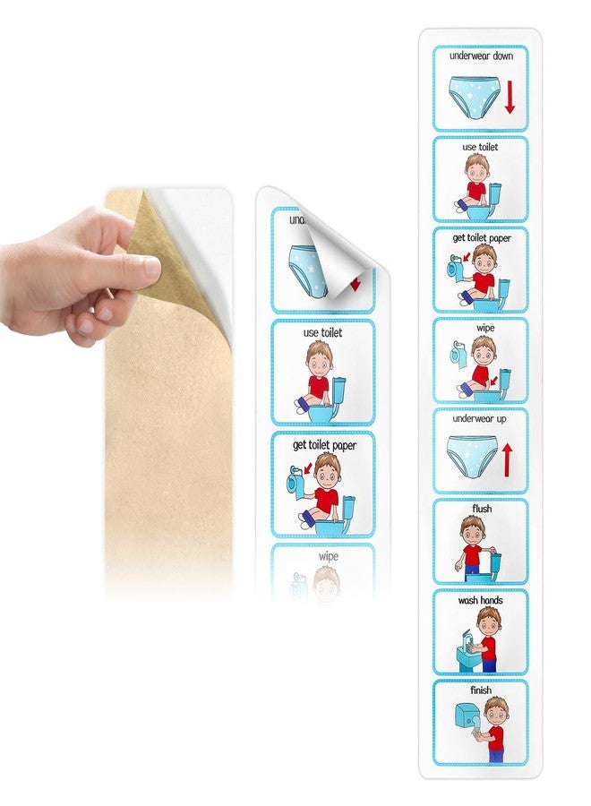 Jenlan Potty Training Visual Schedule - 21.7*4.7in Waterproof Adhesive Poster with Step-by-Step Guide - Teach Kids to Use Toilet | Easy Peel & Stick, Toddler Routine Chart for Classroom & Home(English) - Image 2