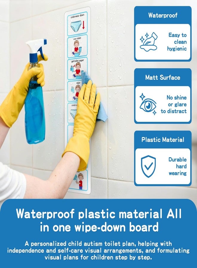 Jenlan Potty Training Visual Schedule - 21.7*4.7in Waterproof Adhesive Poster with Step-by-Step Guide - Teach Kids to Use Toilet | Easy Peel & Stick, Toddler Routine Chart for Classroom & Home(English) - Image 4