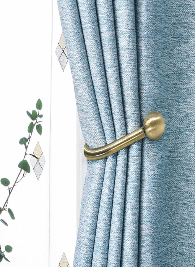 HEMOUR Curtain Holdback, 2 Pcs Wall Mounted Drapery Tiebacks with Screws, Heavy Duty Metal Decorative Window Drapery Holder Curtain Hook, Brass - Image 3