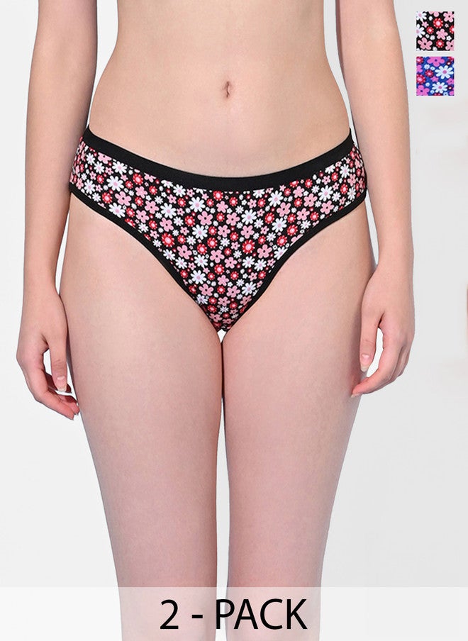 FIMS Women Pack Of 2 Floral-Printed Hipster Briefs - Image 1